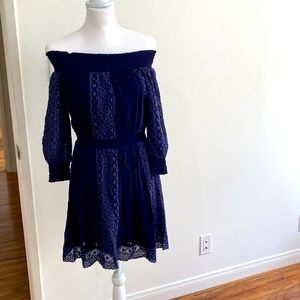 Navy blue off the shoulder Alice + Olivia dress